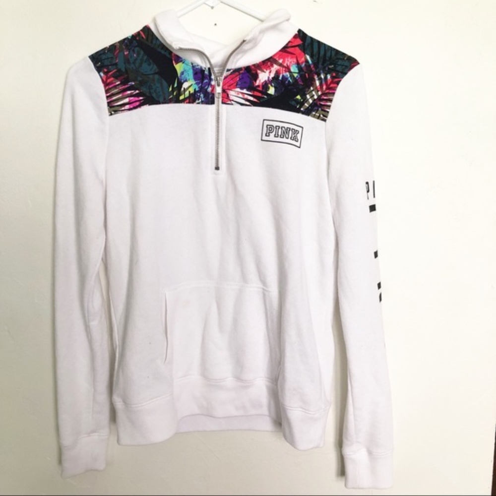 Pink | floral quarter zip sweatshirt